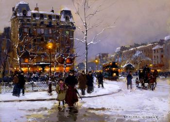 愛德華 科爾特斯 Place Pigalle in Winter